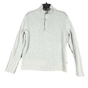 HUGO BOSS Mens Small Gray 1/4‎ Button Up Long Sleeve Pullover Cotton  Stretch